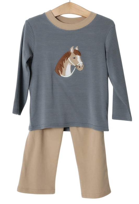 Millie Jay Horse Applique Boys Pant Set