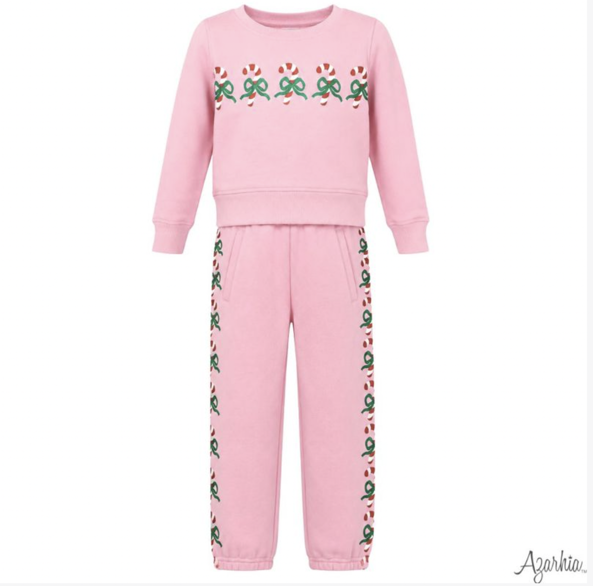 Azarhia Holiday Glitter Candy Cane Jogger Set
