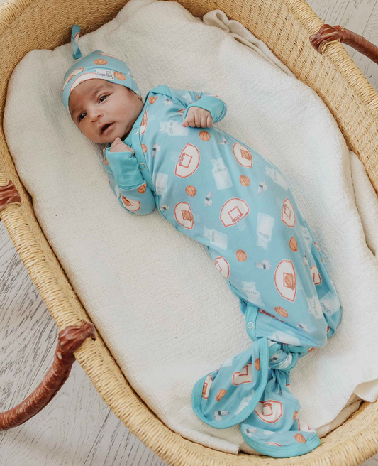 Copper Pearl Slam Dunk Newborn Knotted Gown