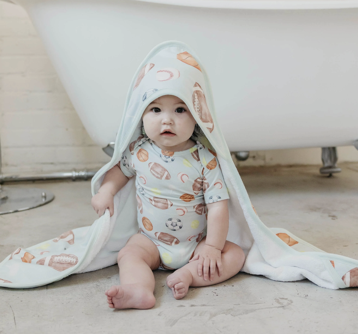 Copper Pearl Sports Medley Premium Baby Knit Hooded Towel