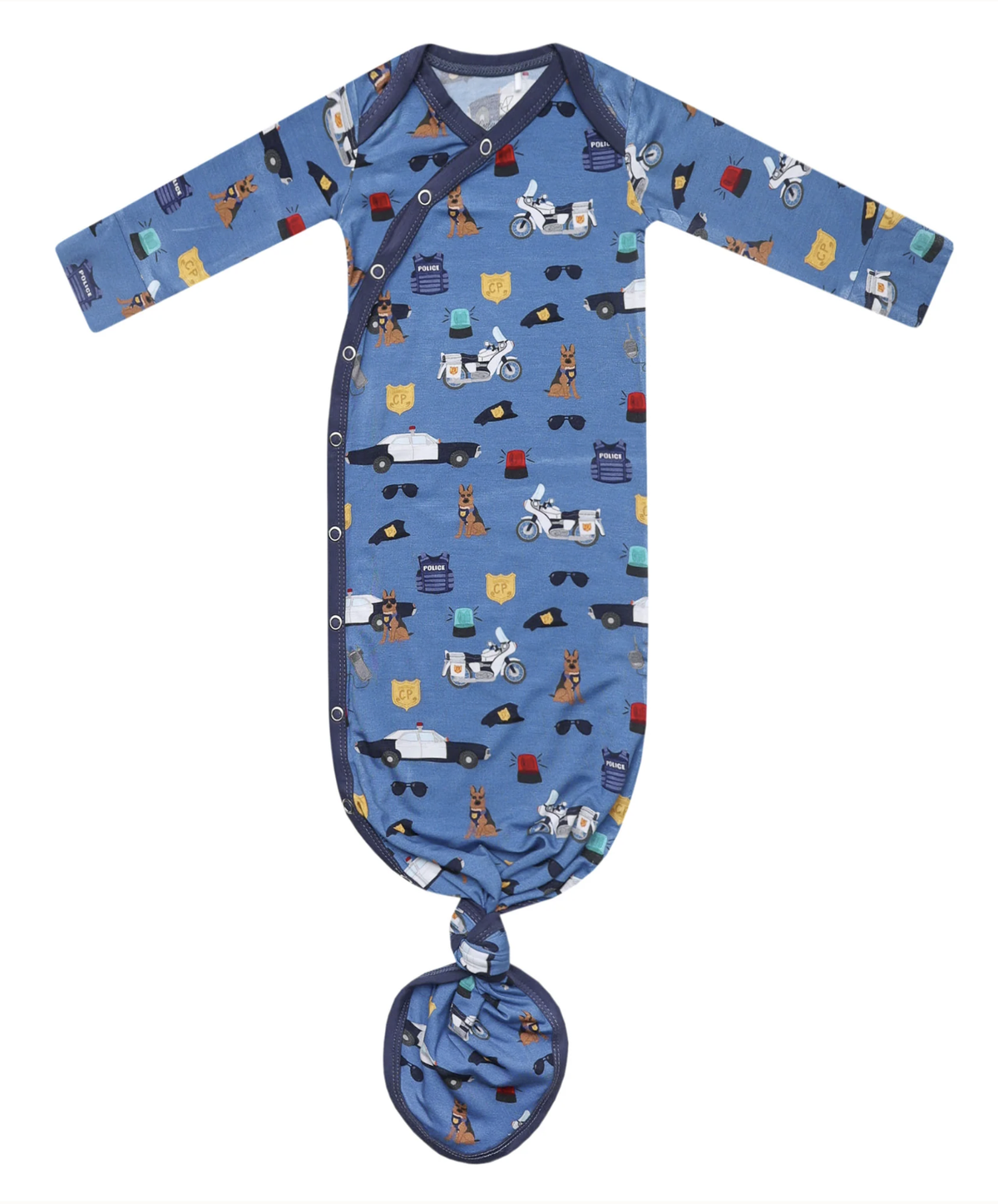 Copper Pearl Police Officer Bamboo Newborn Knotted Gown