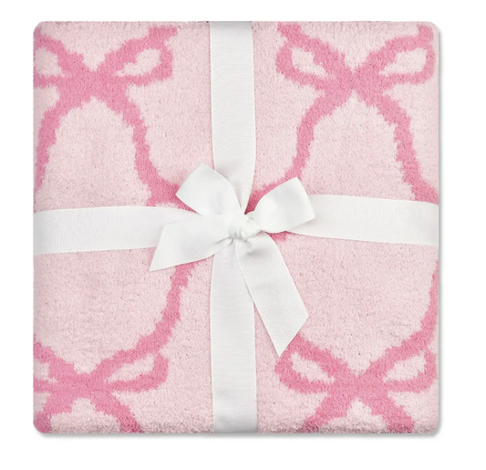 Iscream Sweet Trellis Bow Cozy Knit Blanket