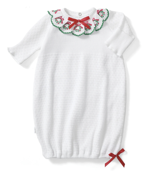 Paty Knit Christmas Gown with Swiss Wreath Trim