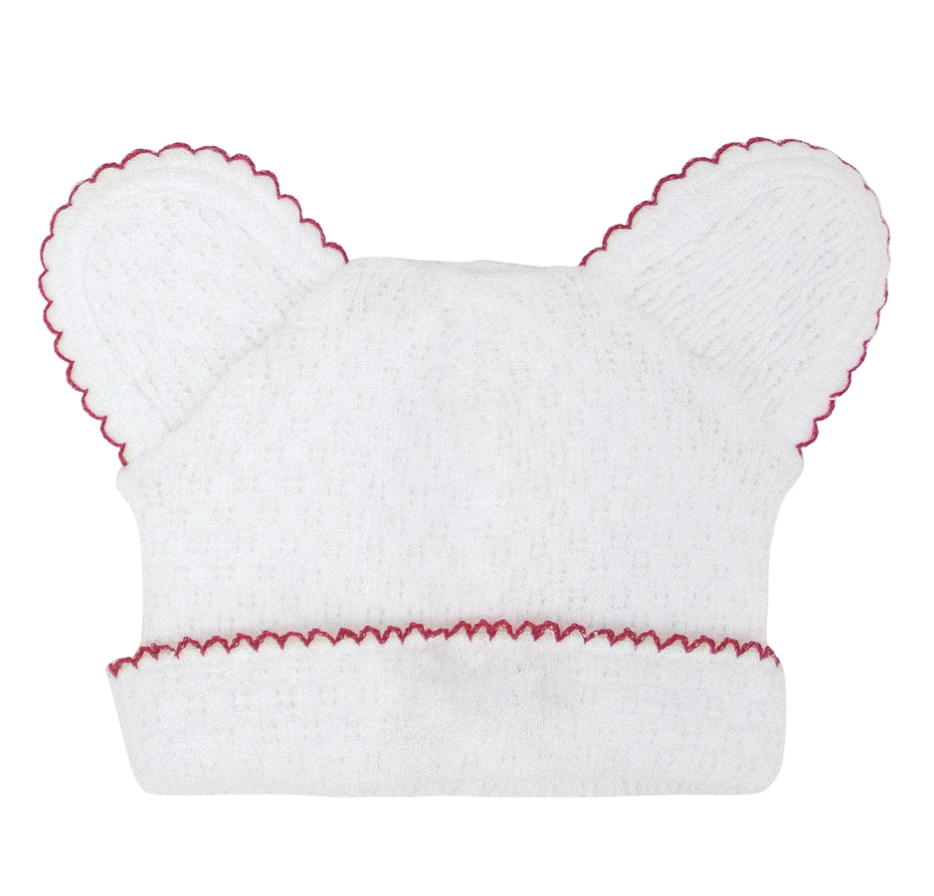 Paty Knit Bear Beanie- Red