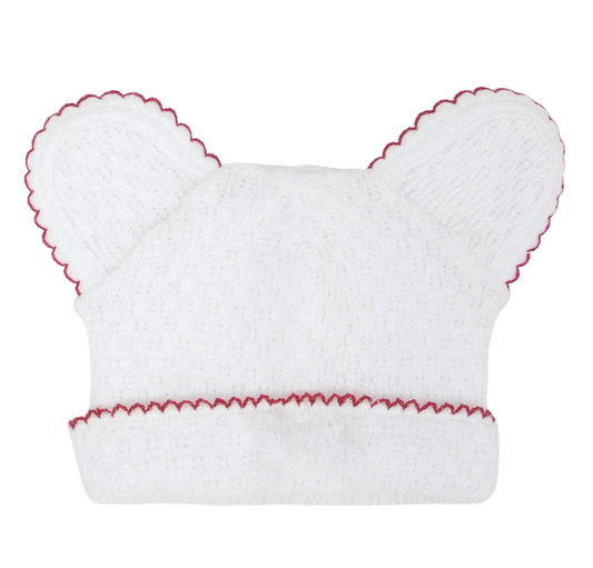 Paty Knit Bear Beanie- Red