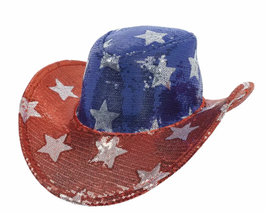 Sequin Star Patriotic Cowgirl Hat