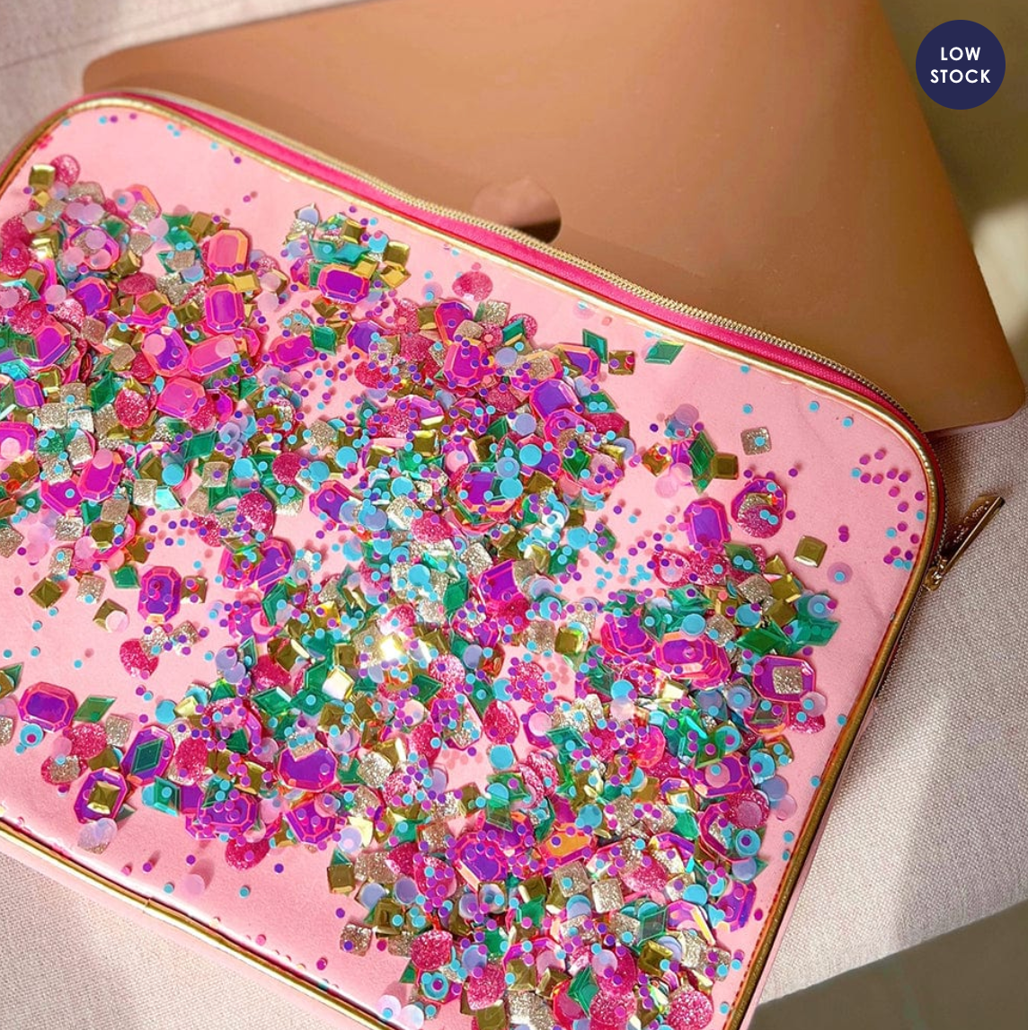 Be A Gem Laptop Sleeve Pink Confetti