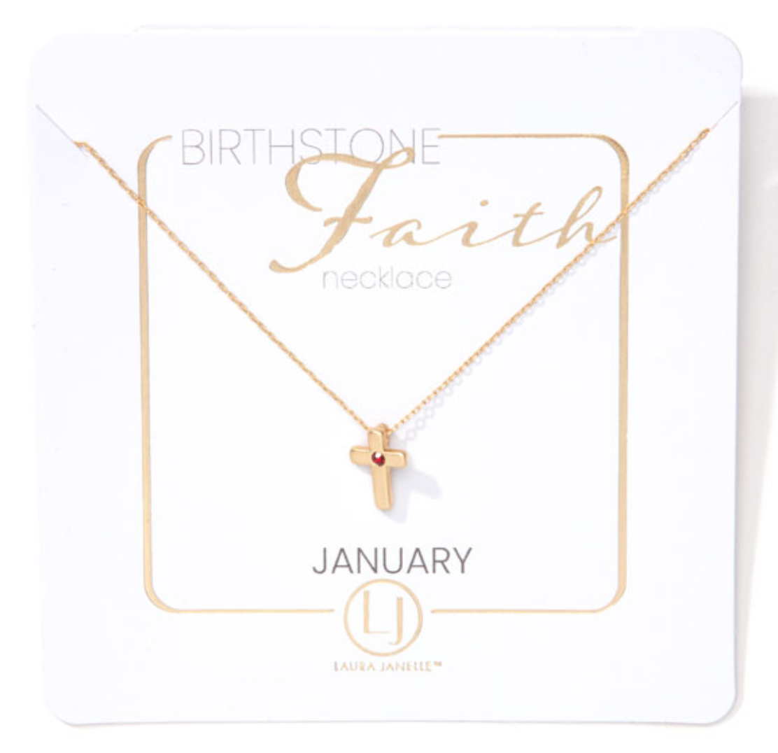 Birthstone Cross Necklace