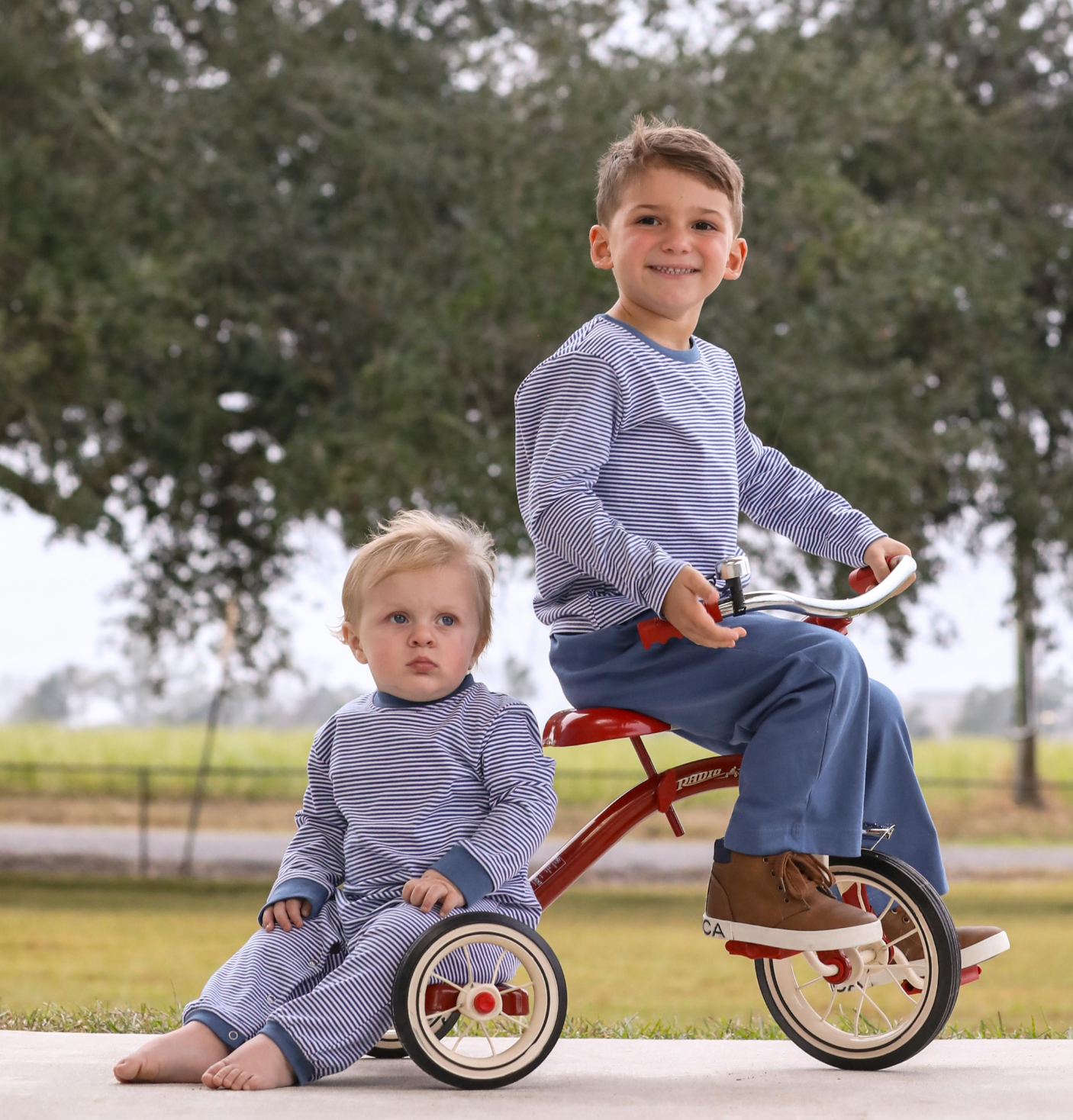 TSK Miller Long Sleeve Romper Blue Stripe