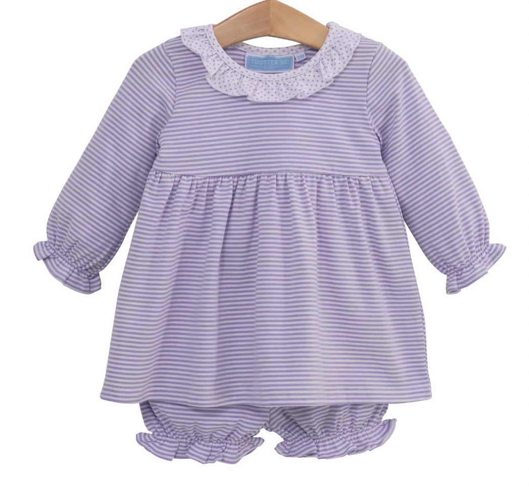 TSK Georgia Bloomer Set Lavender Stripe