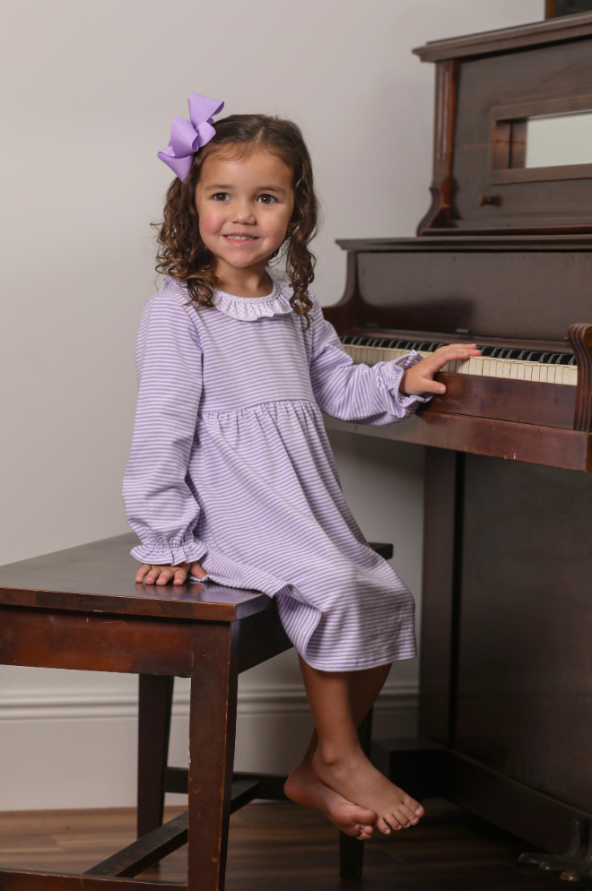 TSK Georgia Dress Lavender Stripe