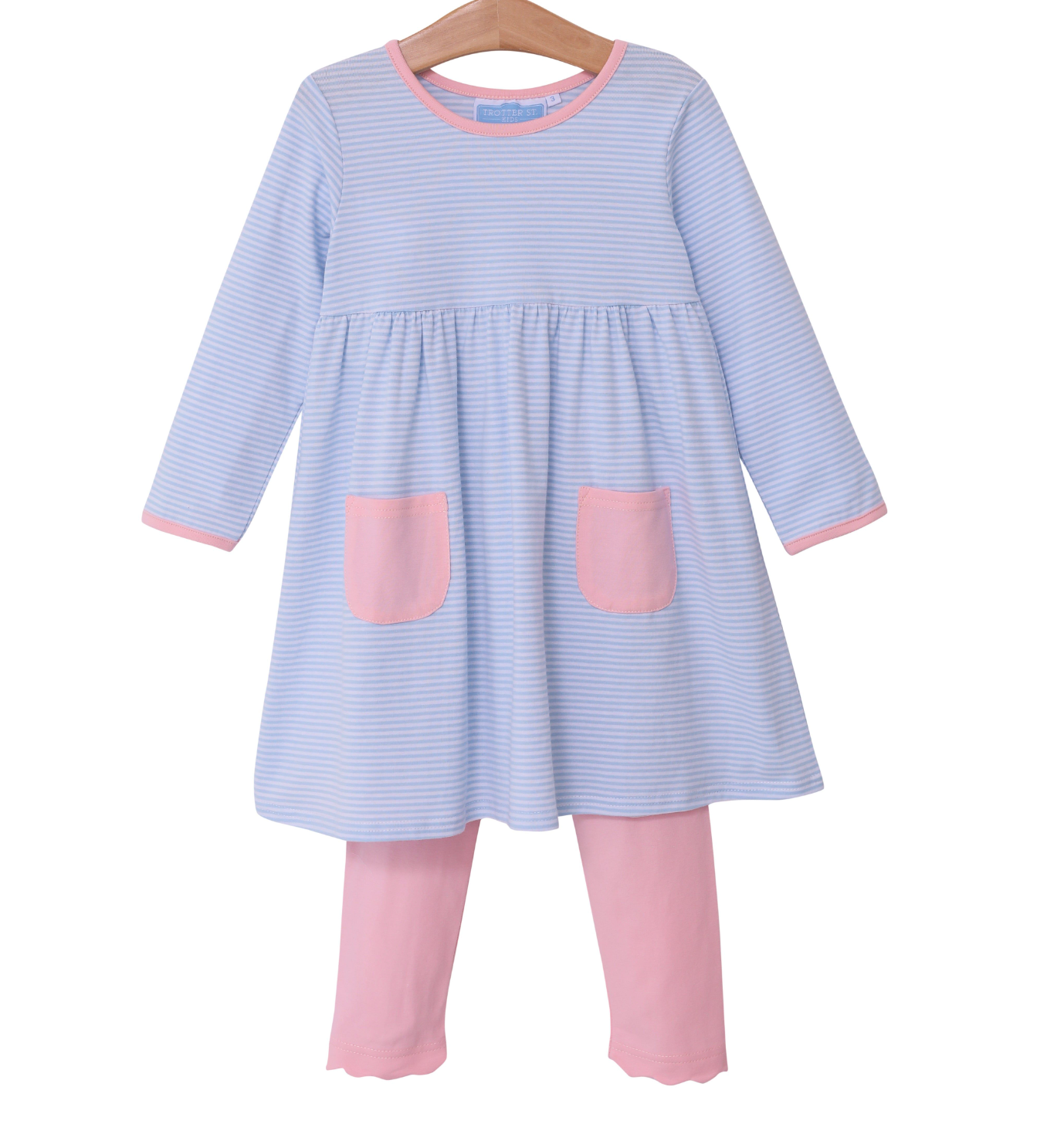 TSK Annie Pants Set Light Blue Stripe/Light Pink