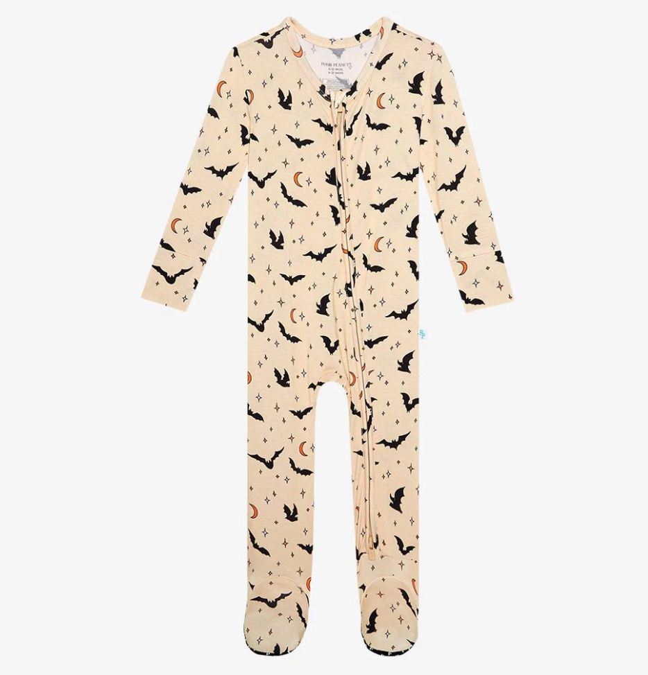 Posh Peanut Spooky Bats Footie Zippered One Piece