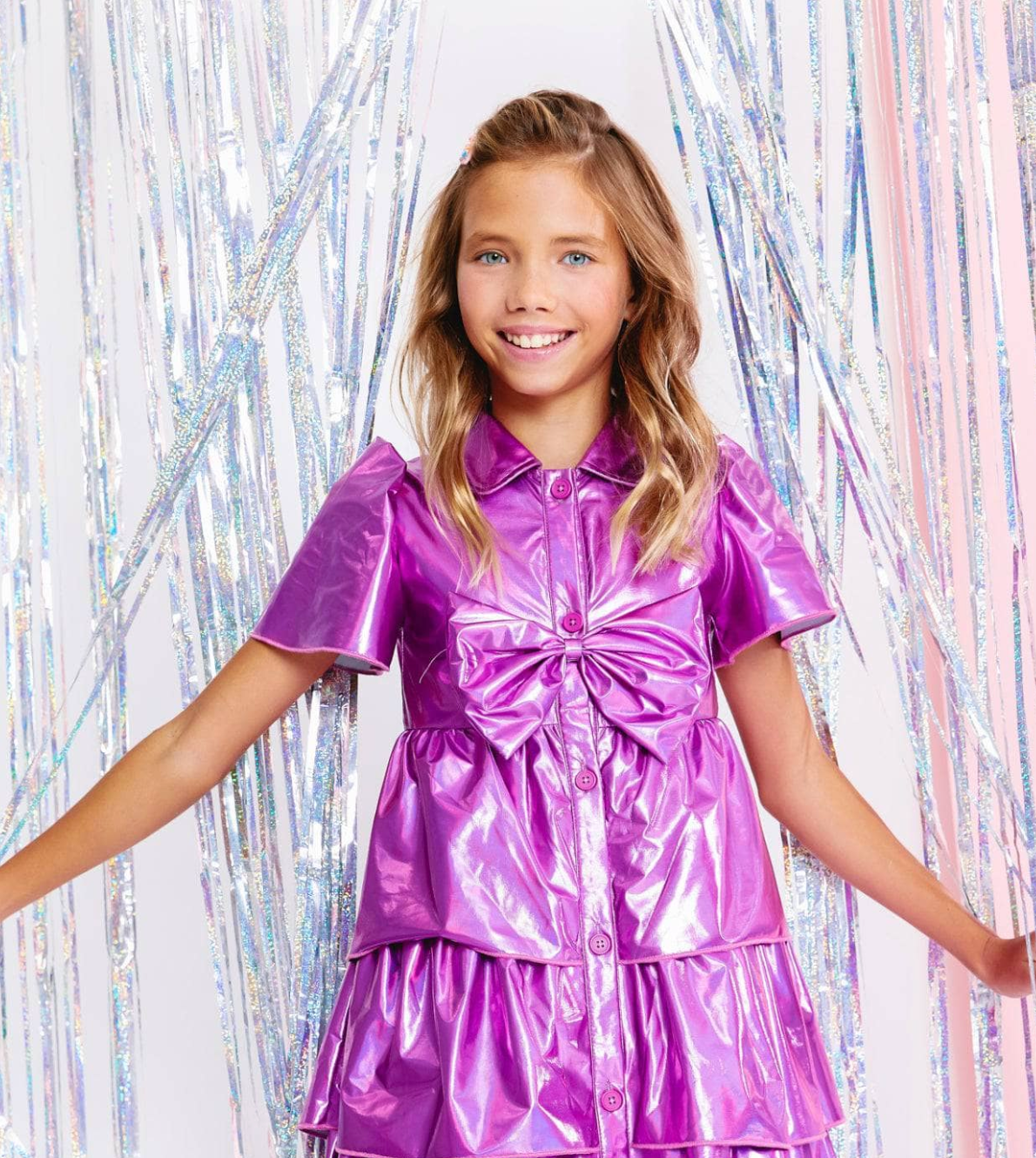LB Iridescent Purple Bow Dress