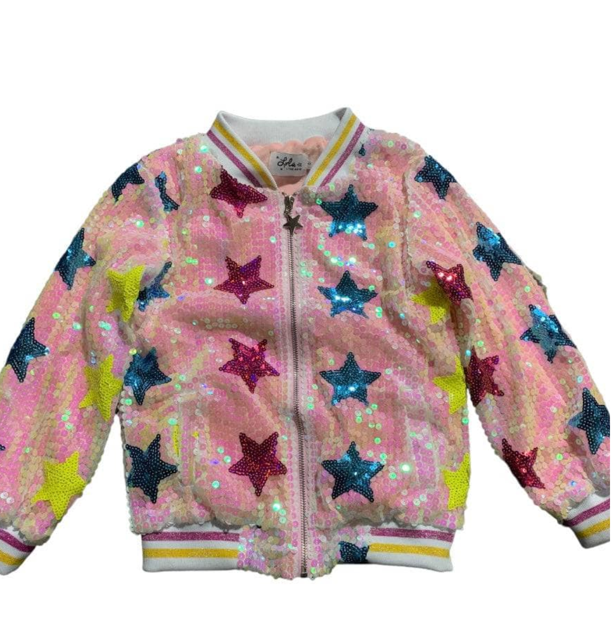 LB Rainbow Stars Sequin Bomber