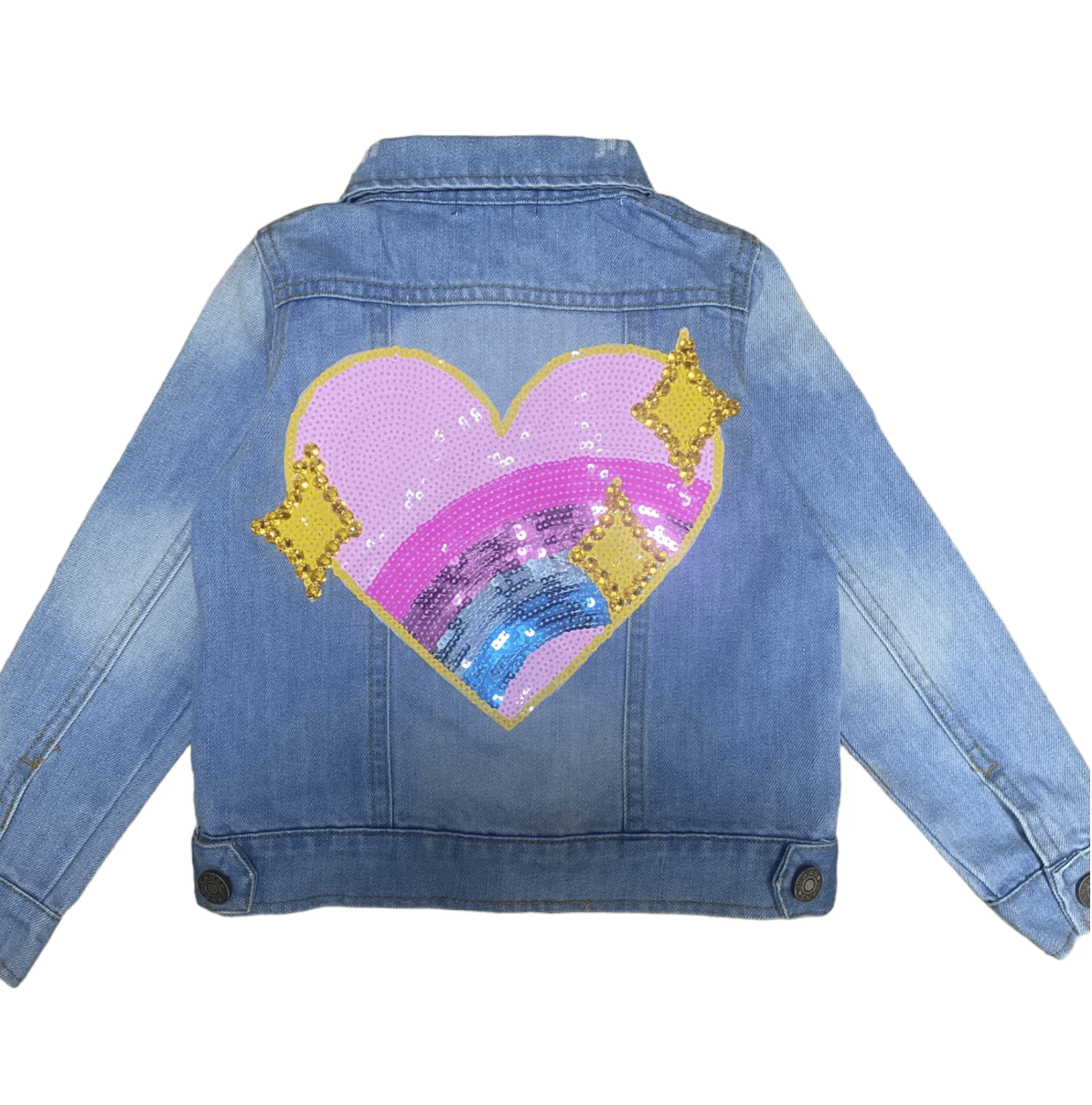 LB Sparkle Rainbow Heart Denim Jacket