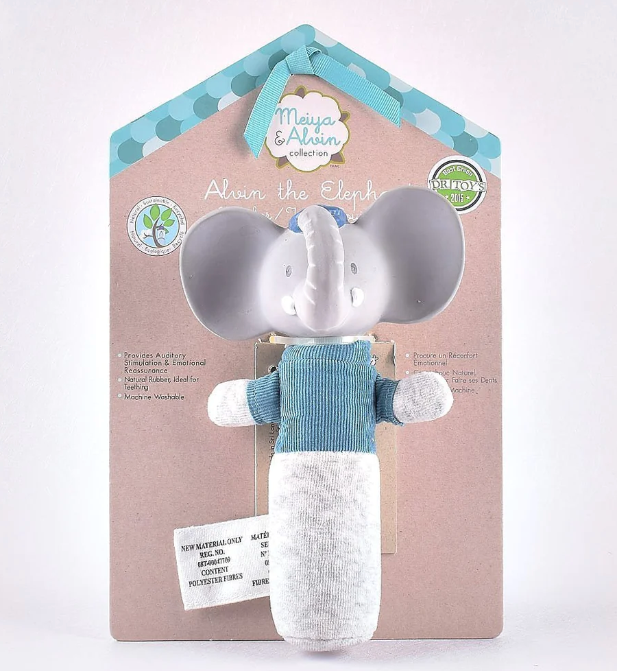 Alvin the Elephant - Soft Squeaker and Teether Toy