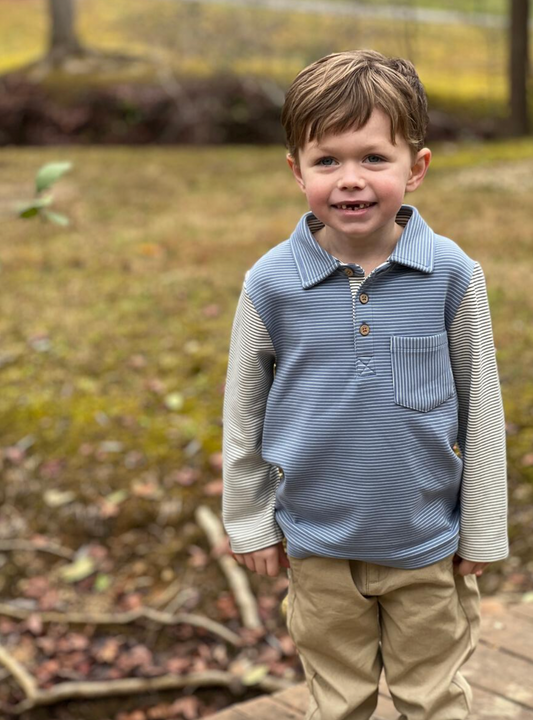 Blue/Cream Troy Polo