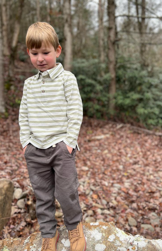 Sage/White Stripe Midway Polo