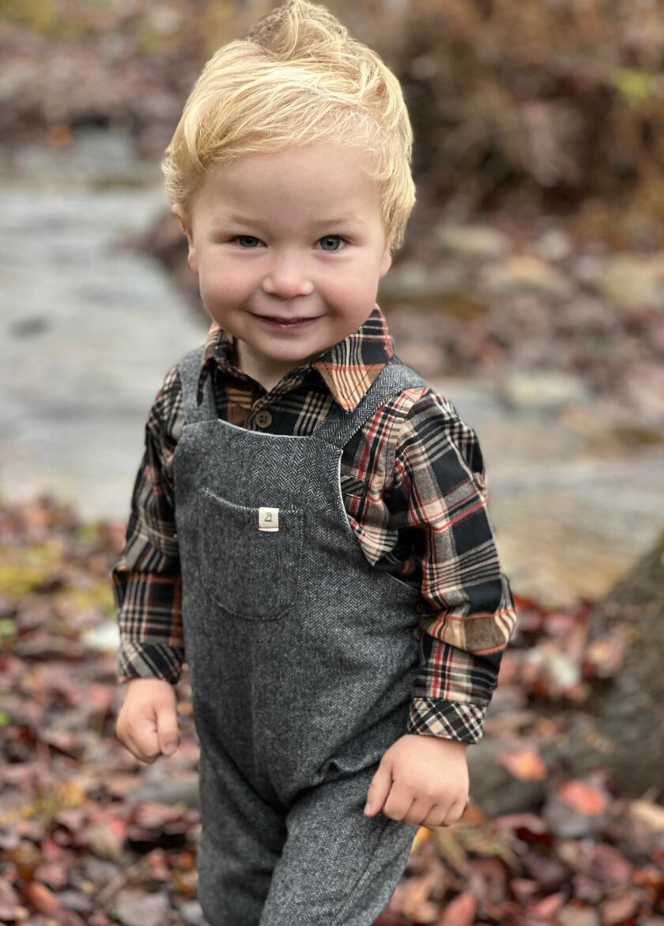 Brown Plaid Jasper Woven Onesie