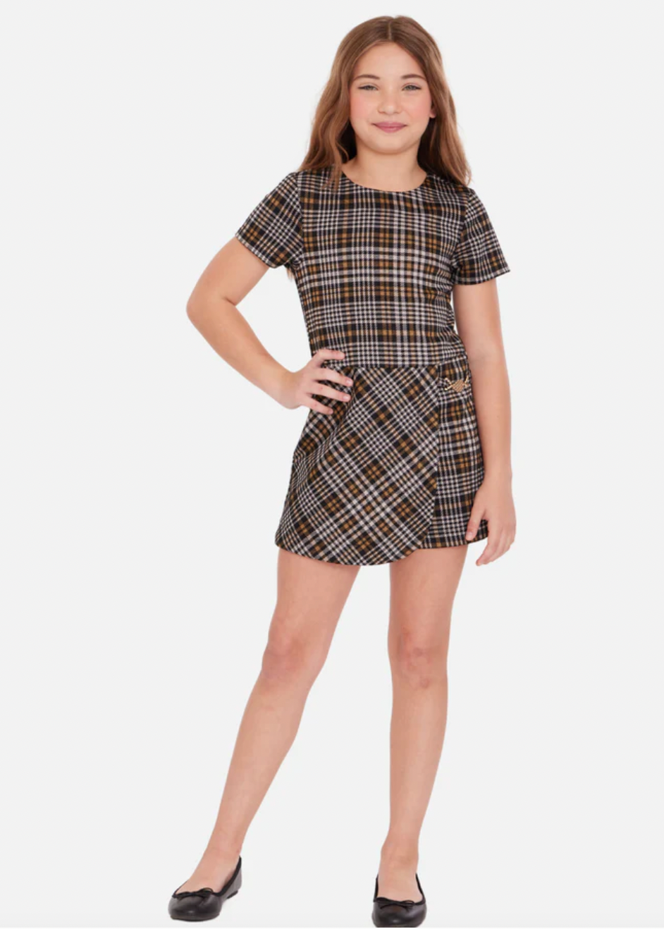 Tan/Black HoundsTooth Skort Dress