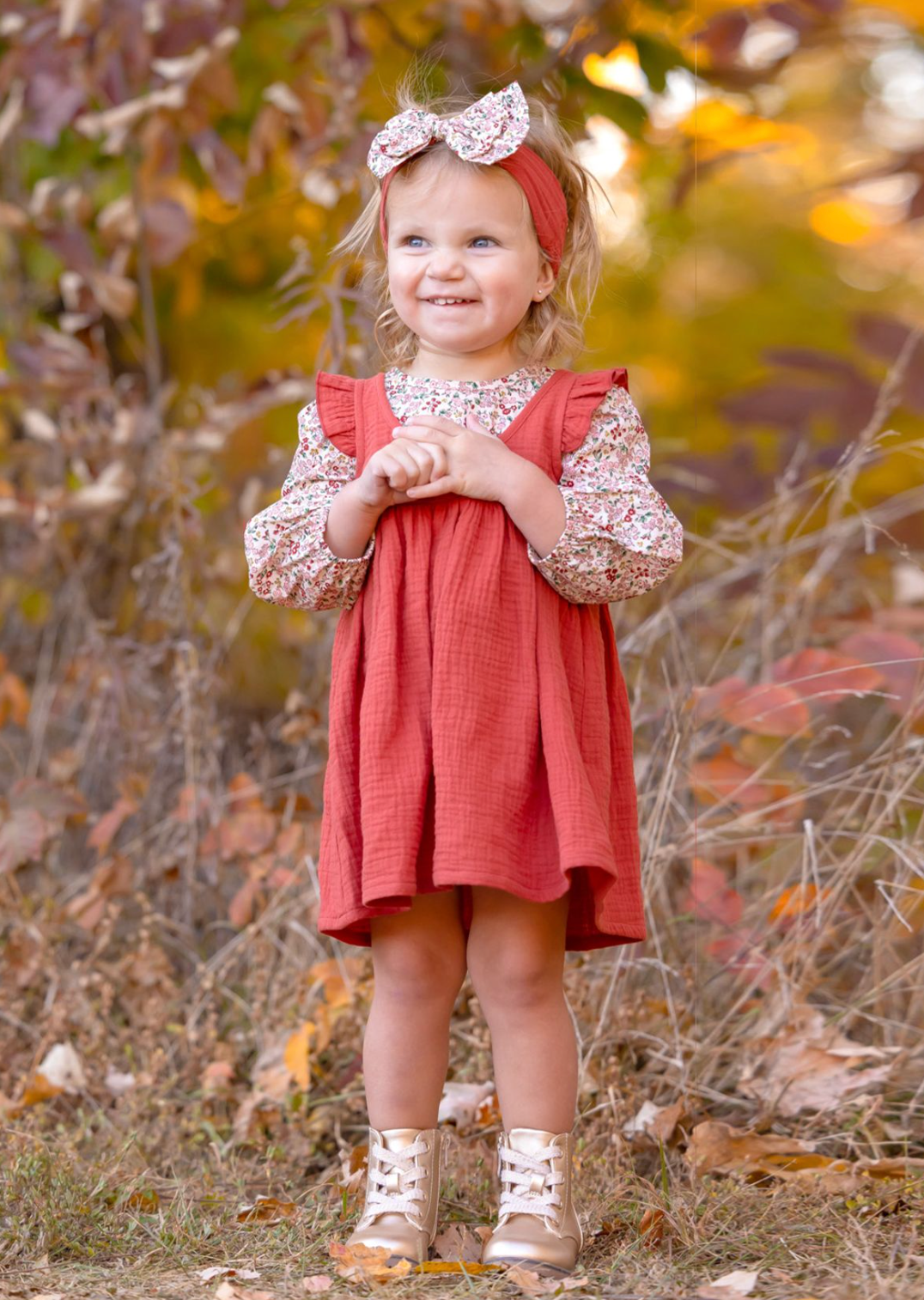 Sunset Picnic Printed Knit & Gauze 2pc Set