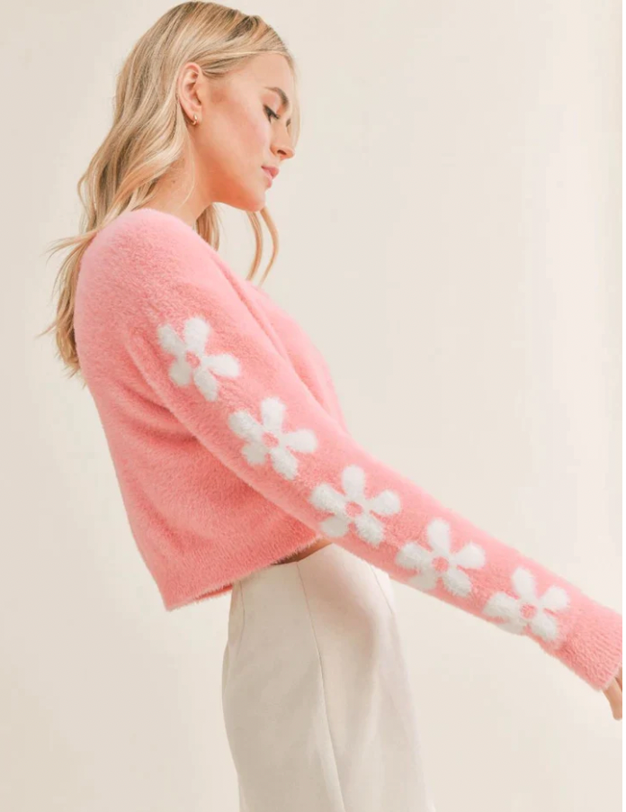Self Love Fuzzy Flower Cardigan