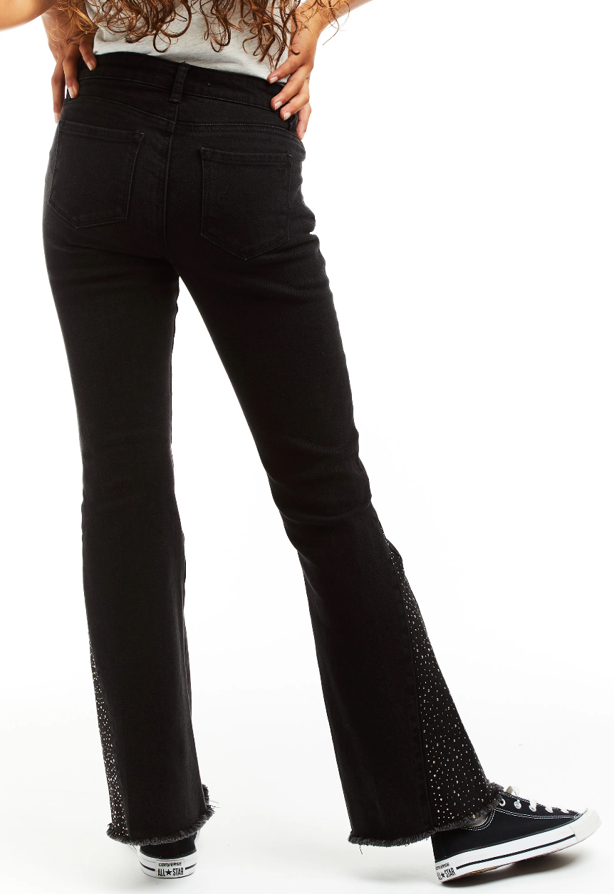 High Rise Mix Stud Gusset Flare In Black
