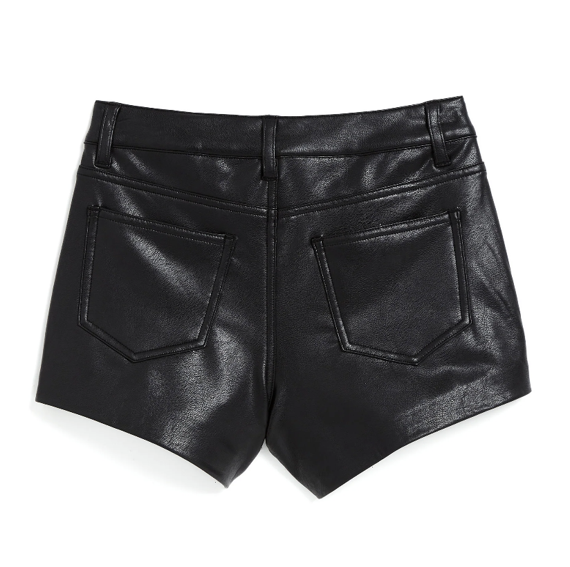 Black High Rise Pleather Short