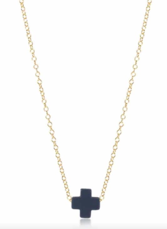 Enewton Egirl 14" Necklace Gold- Signature Cross Navy