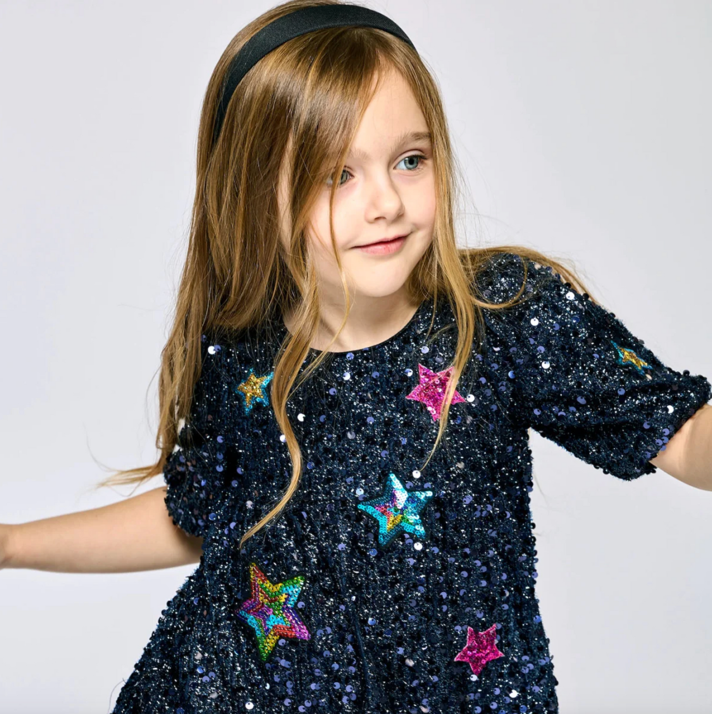 Sequin Dress with Star Patch