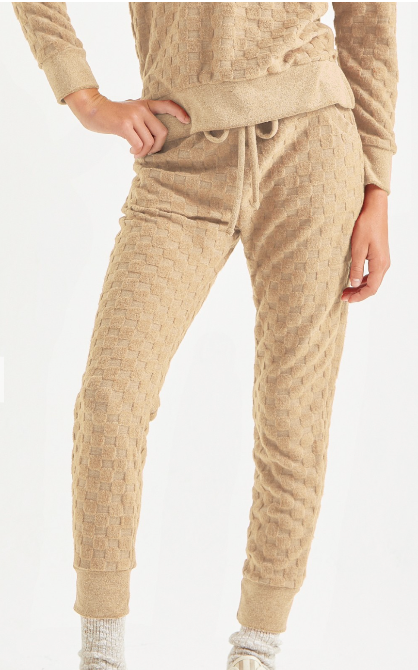 Taupe Check Pattern Jogger Set