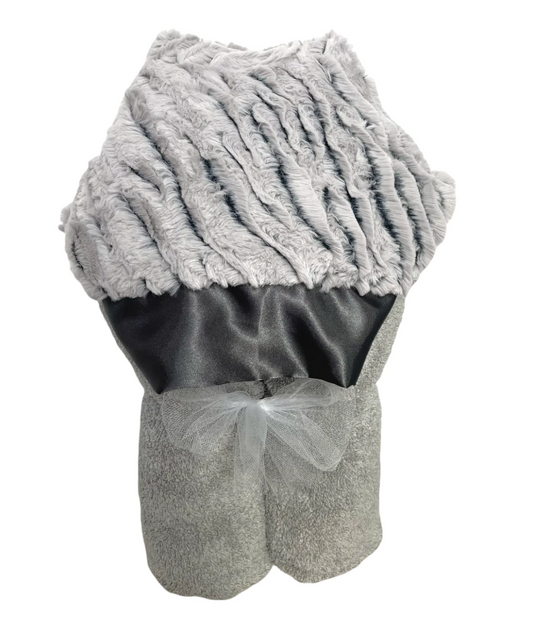 Plush Hooded Bath Towel- Ziggy Grey