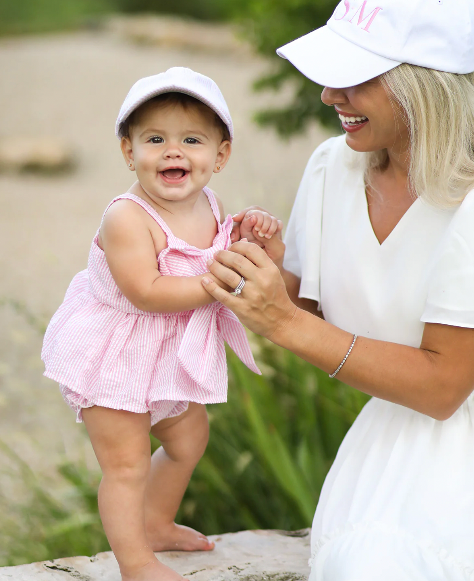 Baby Pink Seersucker Baseball Hat