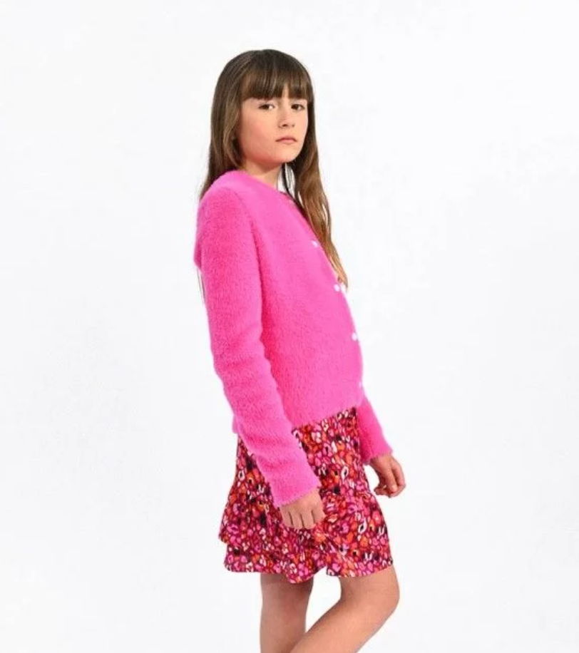 Pink Crewneck Cardigan