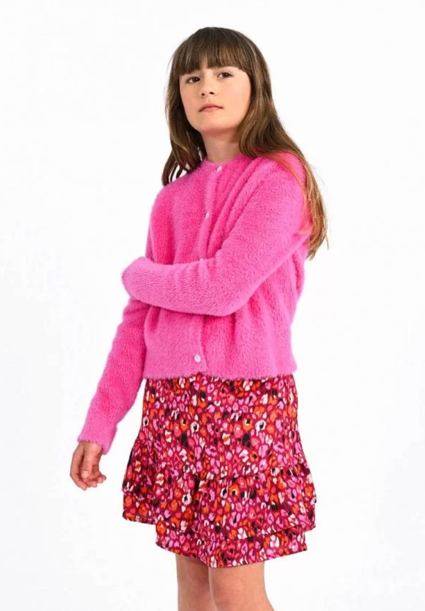 Pink Crewneck Cardigan