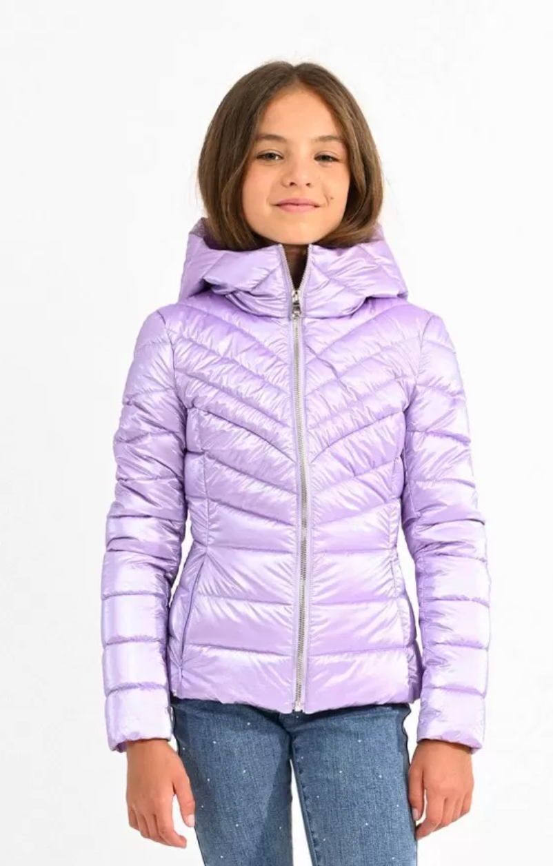 Purple Hooded Puffer Jacket