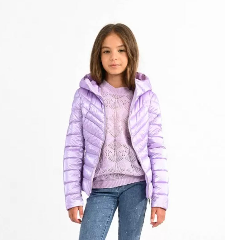 Purple Hooded Puffer Jacket