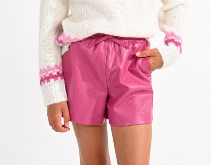 Pink Vegan Pleather High Waist Shorts