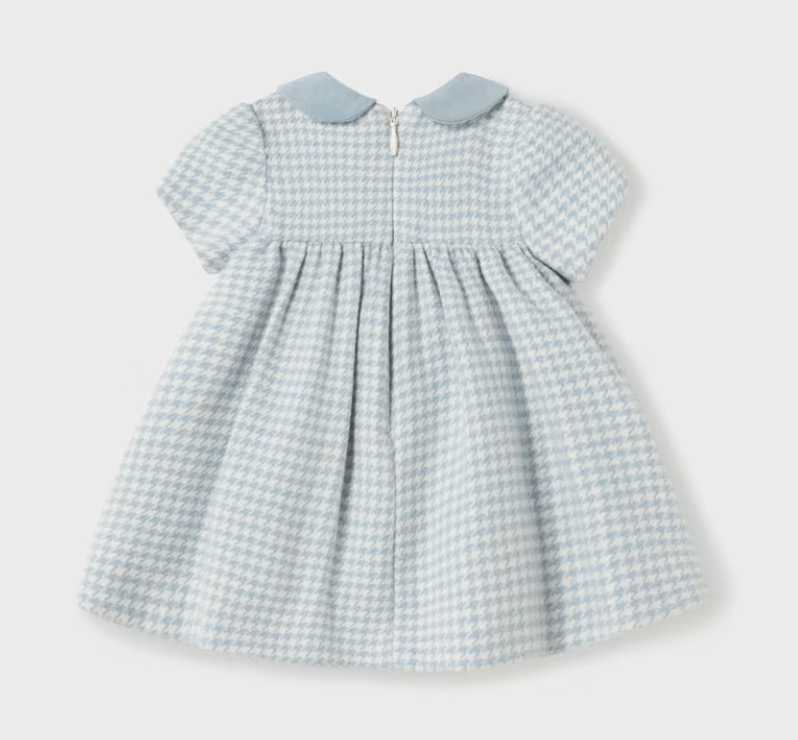 Smocked Houndstooth Blue Dress