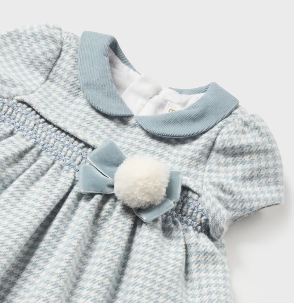 Smocked Houndstooth Blue Dress