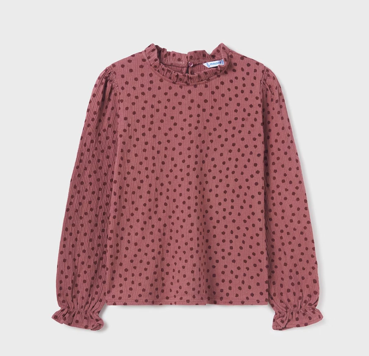 Plum Polka Dotted Long Sleeve Shirt