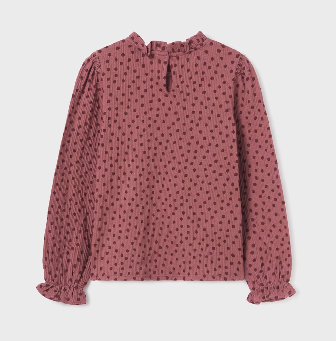 Plum Polka Dotted Long Sleeve Shirt