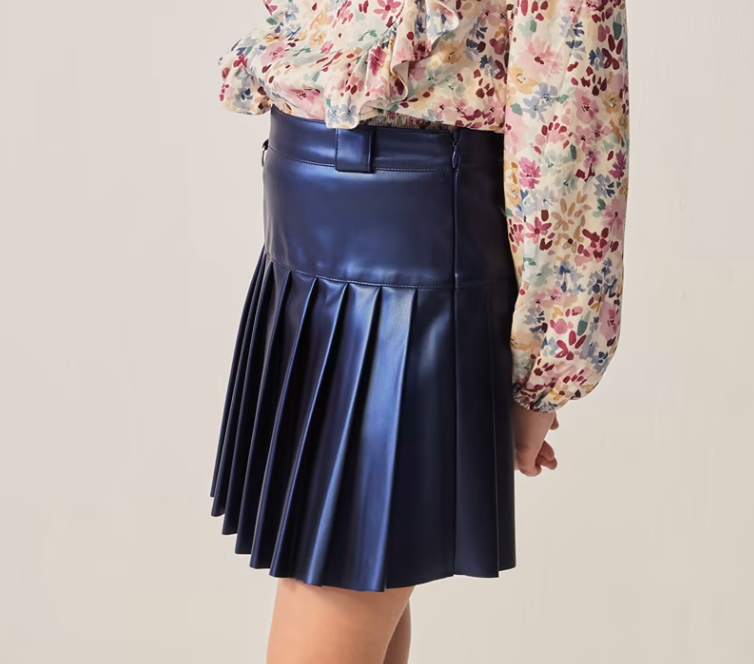 Night Blue Leatherette Skirt