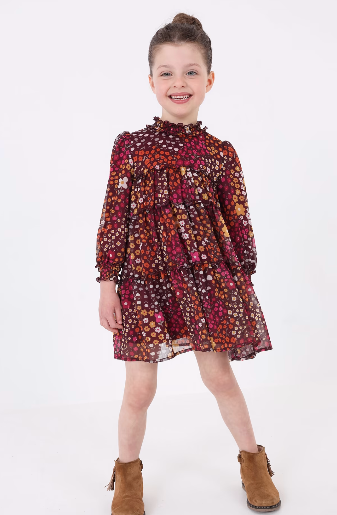 Mora Fall Floral Chiffon Dress