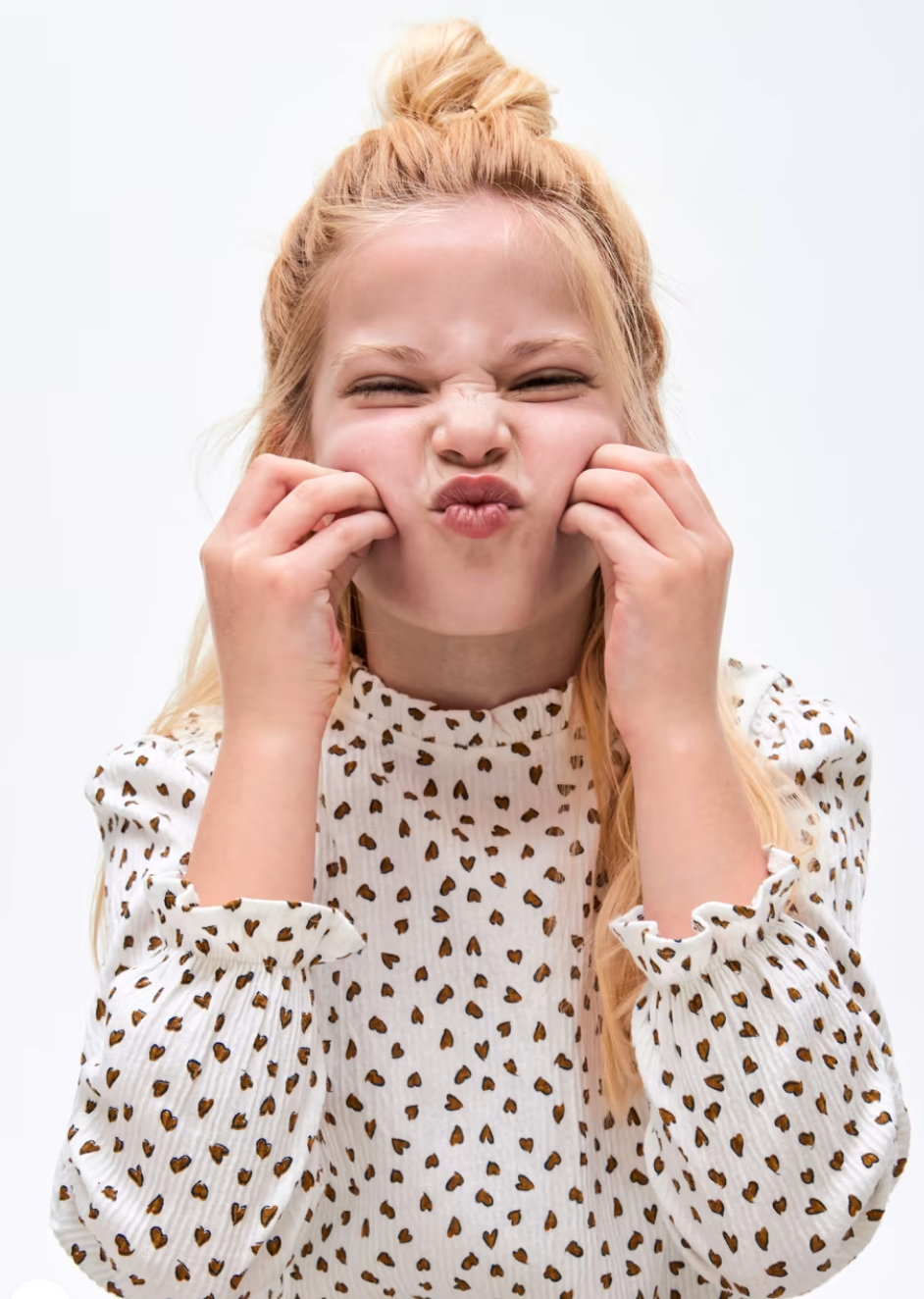 Off White Brown Hearts Blouse