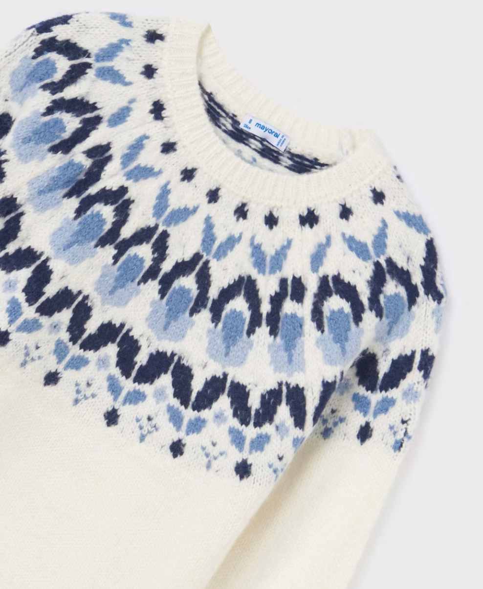 Bone Jacquard Knit Sweater