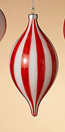 Red & White Stripe Glass Ornament