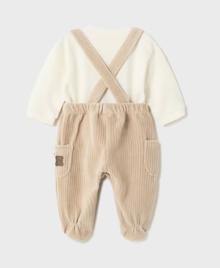 Teddy Bear Overall Footie Set