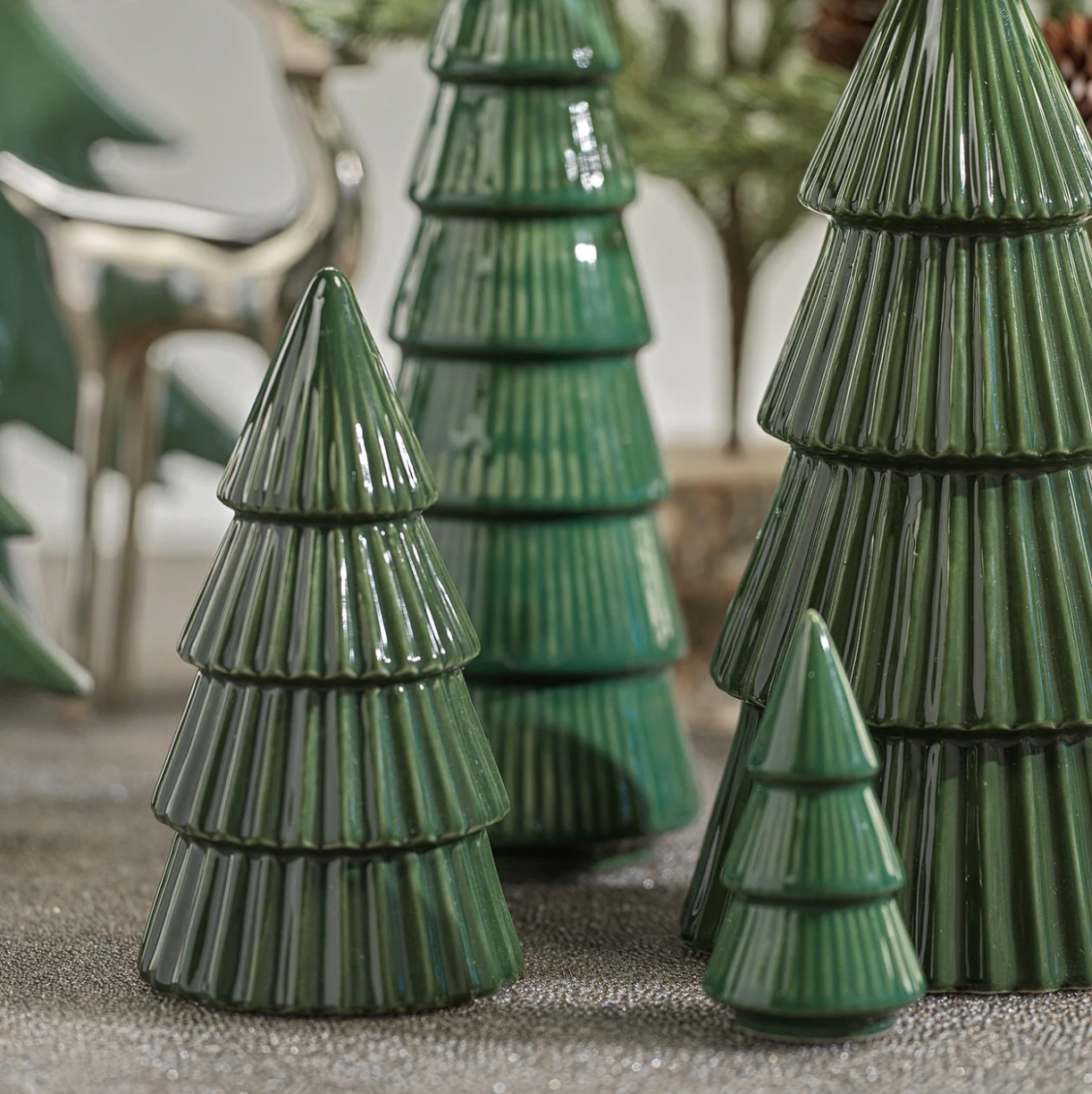 Ceramic Holiday Tree - Glazed Winter Green - Small